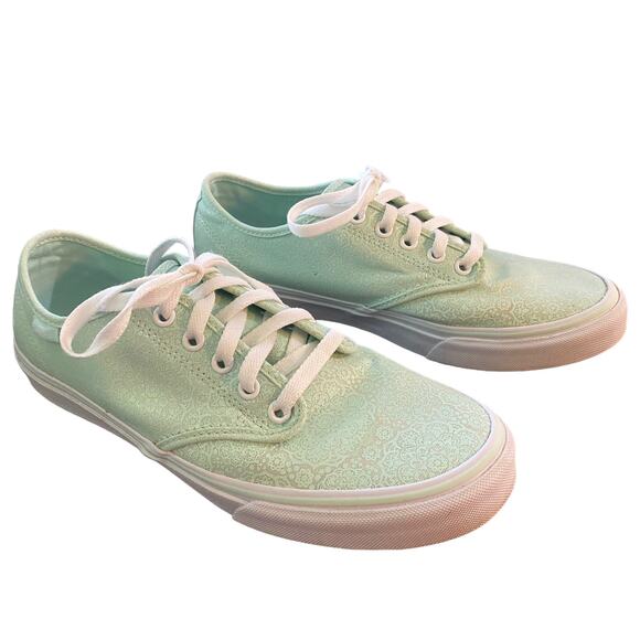 Vans Off The Wall Mint Green Paisley Sneakers 9.5 - Picture 2 of 9